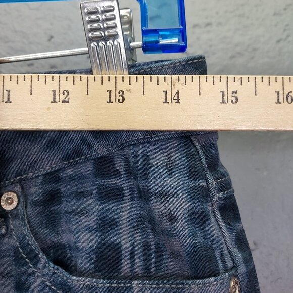 Cabi Grid Jeans Women's 6 Curvy Skinny Blue Shibiri Tye Dye Plaid Mid Rise 3047 - Picture 11 of 14